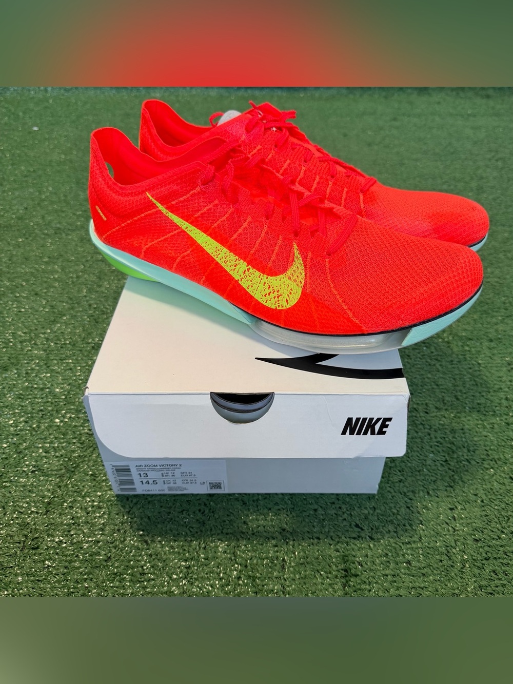 Nike ZoomX Victory 2 Bright Crimson Lime Track Spike Mens Size 13 FD8411-600 NEW